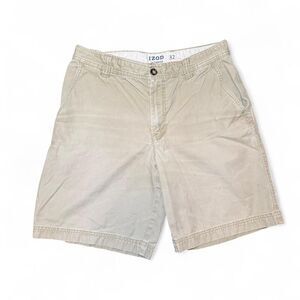 Izod Men's Izod Saltwater Flat Front Chino relaxed fit Tan Shorts 32WX9L